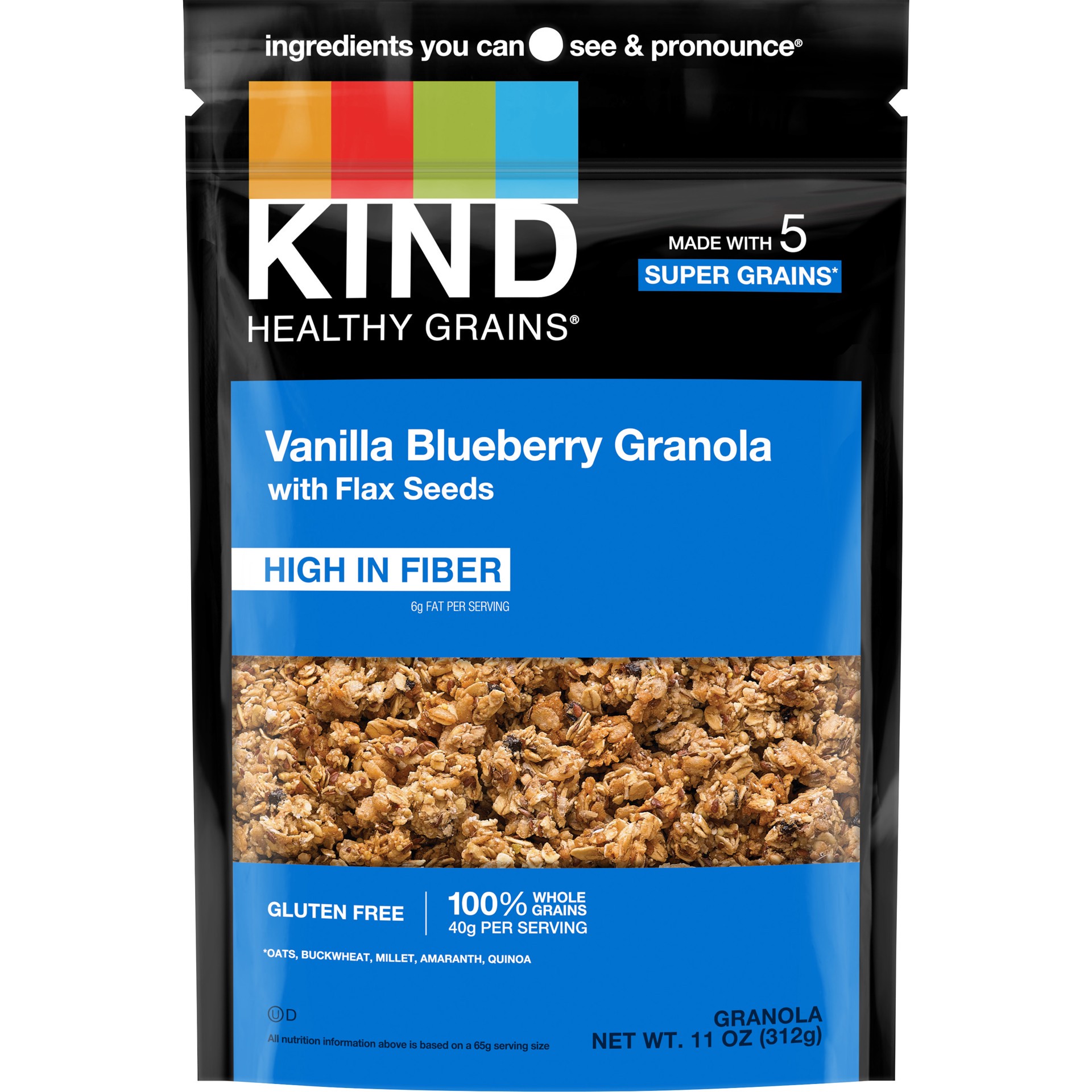 slide 1 of 4, KIND Healthy Grains Clusters, Vanilla Blueberry with Flax Seeds, 11 oz