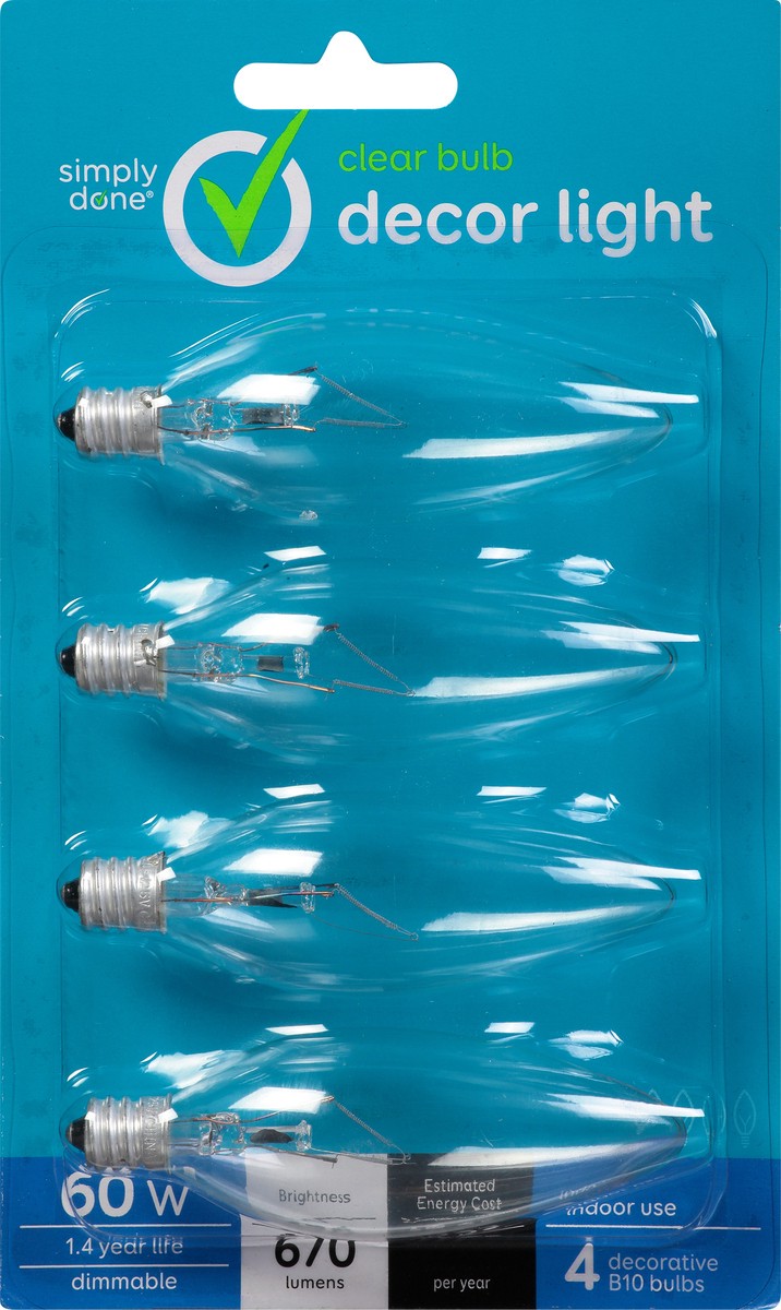 slide 6 of 9, Simply Done 60 Watts Clear Decor Light Light Bulbs 4 ea, 4 ct