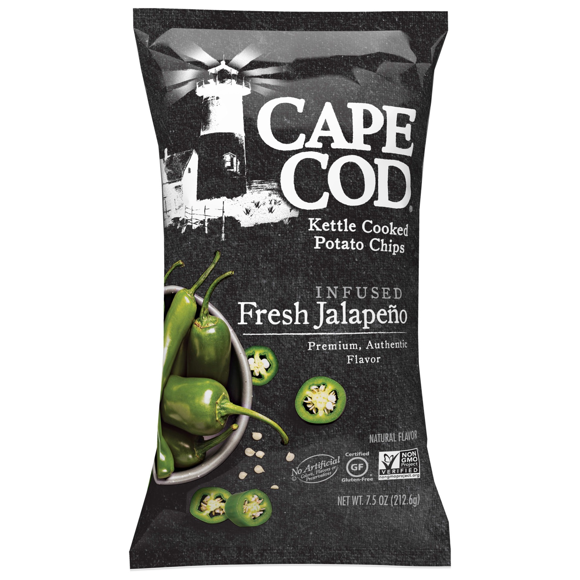 slide 1 of 9, Cape Cod Infused Fresh Jalapeno Kettle Cooked Potato Chips, 7.5 Oz, 7.5 oz