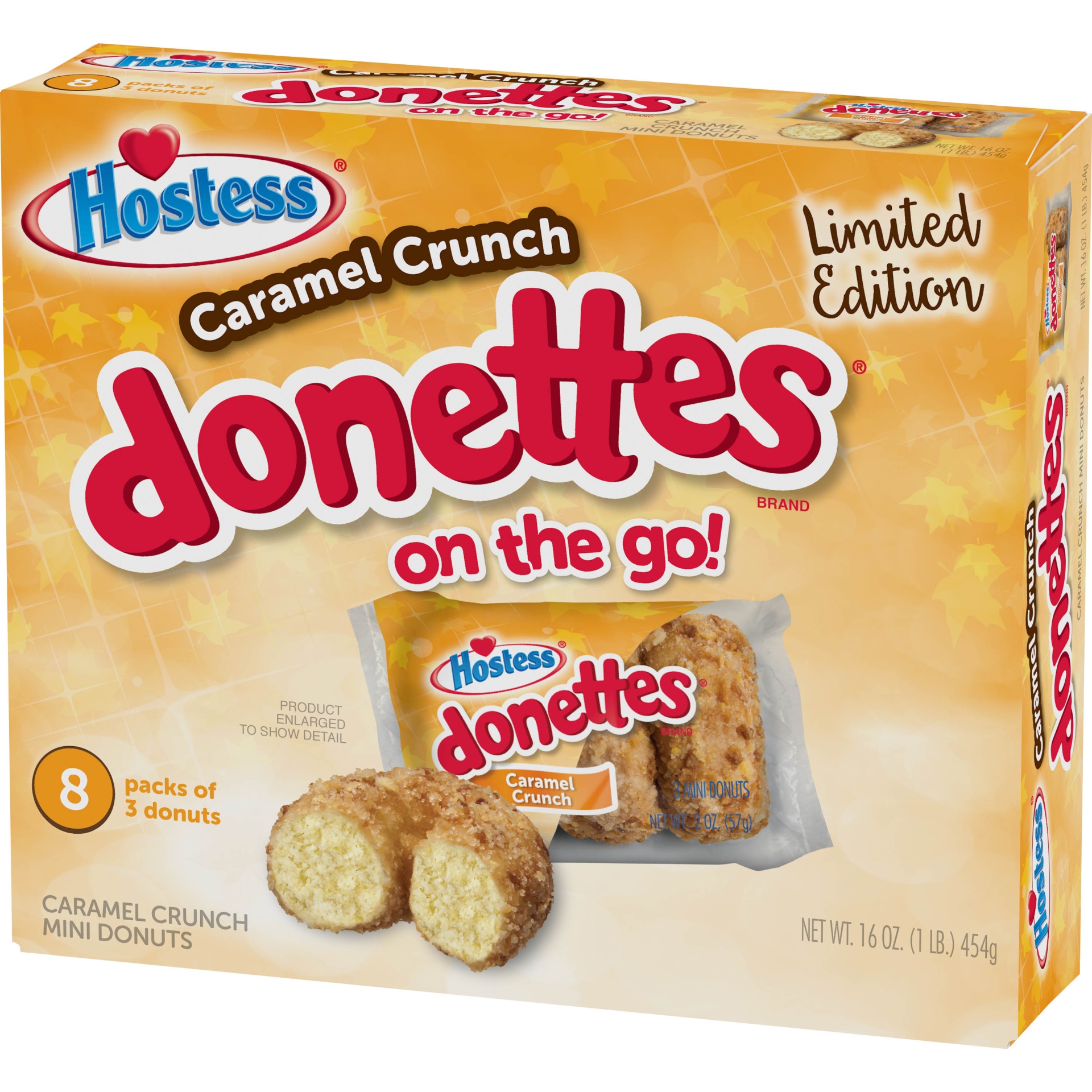 slide 3 of 7, Hostess Caramel Crunch Donettes On The Go Packs, 8 ct