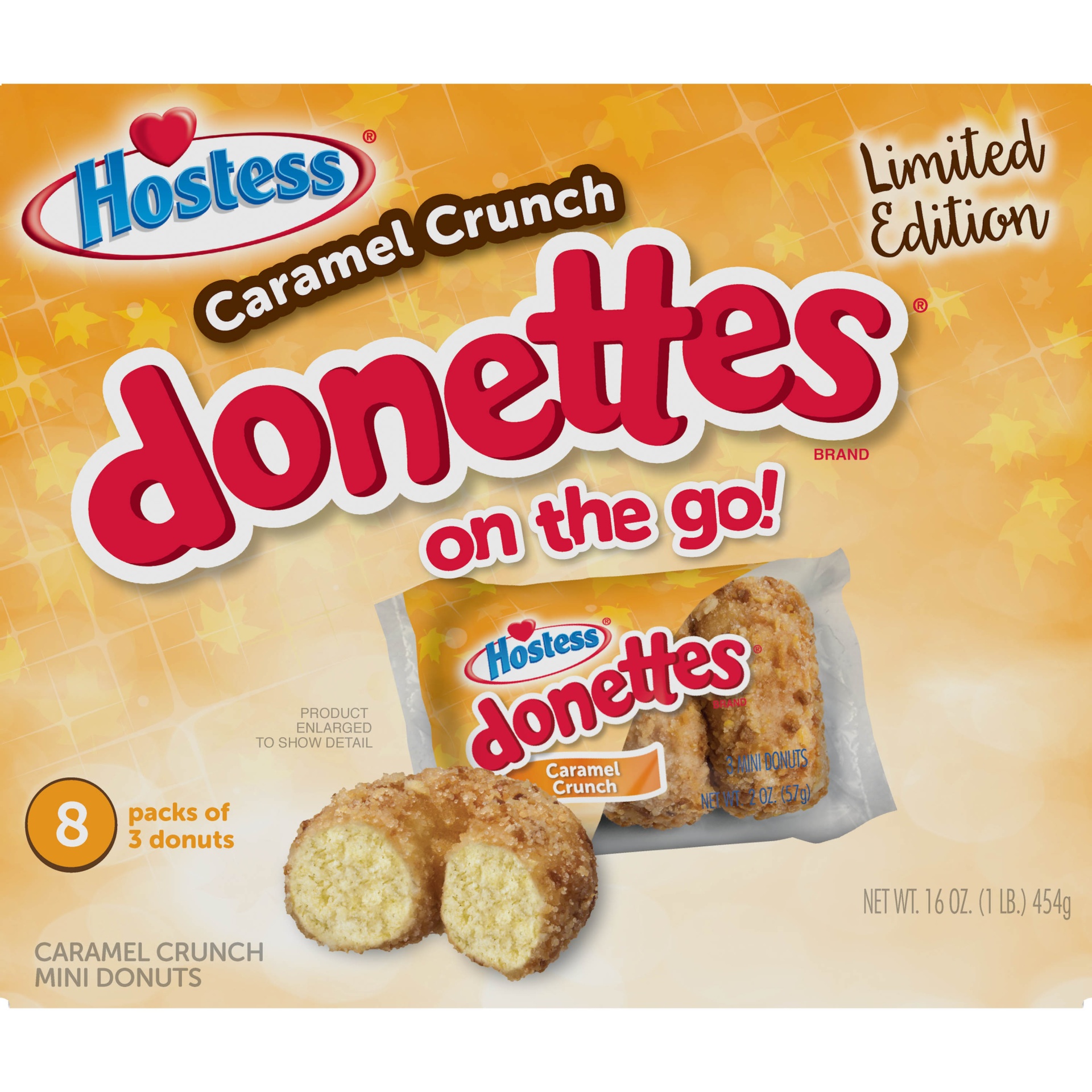 slide 1 of 7, Hostess Caramel Crunch Donettes On The Go Packs, 8 ct