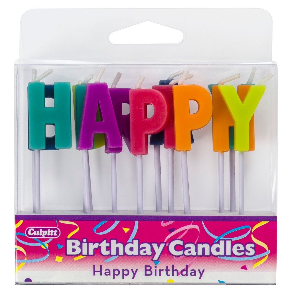 slide 1 of 1, Culpitt Happy Birthday Letters Cake Candles, 13 ct