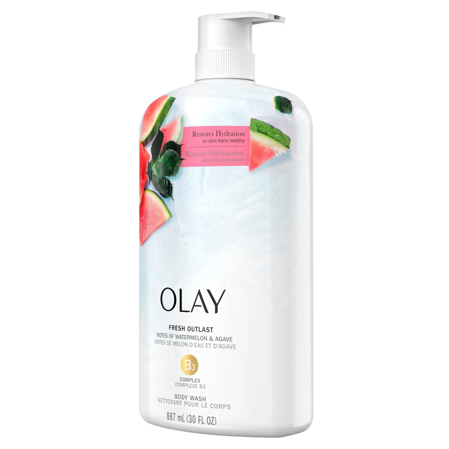 slide 7 of 31, Olay Fresh Outlast Notes of Watermelon & Agave Body Wash - 30 fl oz, 30 fl oz