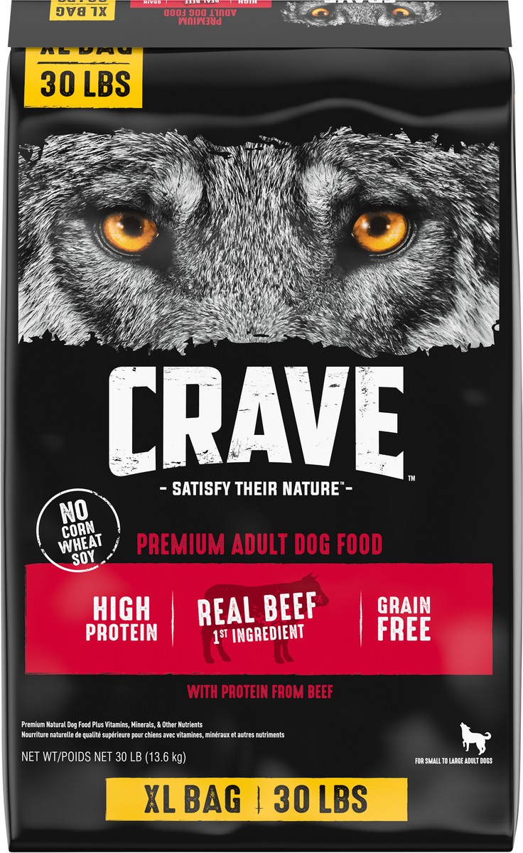 slide 3 of 10, CRAVE Premium Adult Beef Dog Food 30 lb, 30 lb