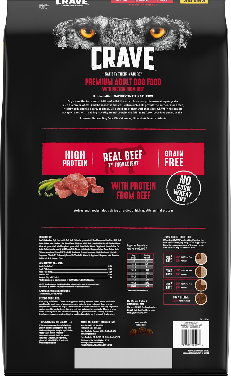slide 9 of 10, CRAVE Premium Adult Beef Dog Food 30 lb, 30 lb
