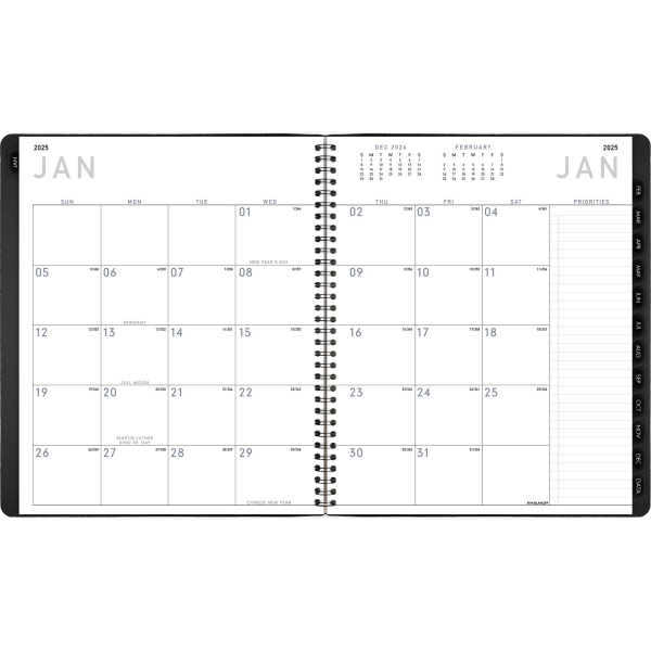 slide 3 of 3, 2025 At-A-Glance Contemporary Monthly Planner, 9"" X 11"", Black, January To December, 70260X05, 1 ct