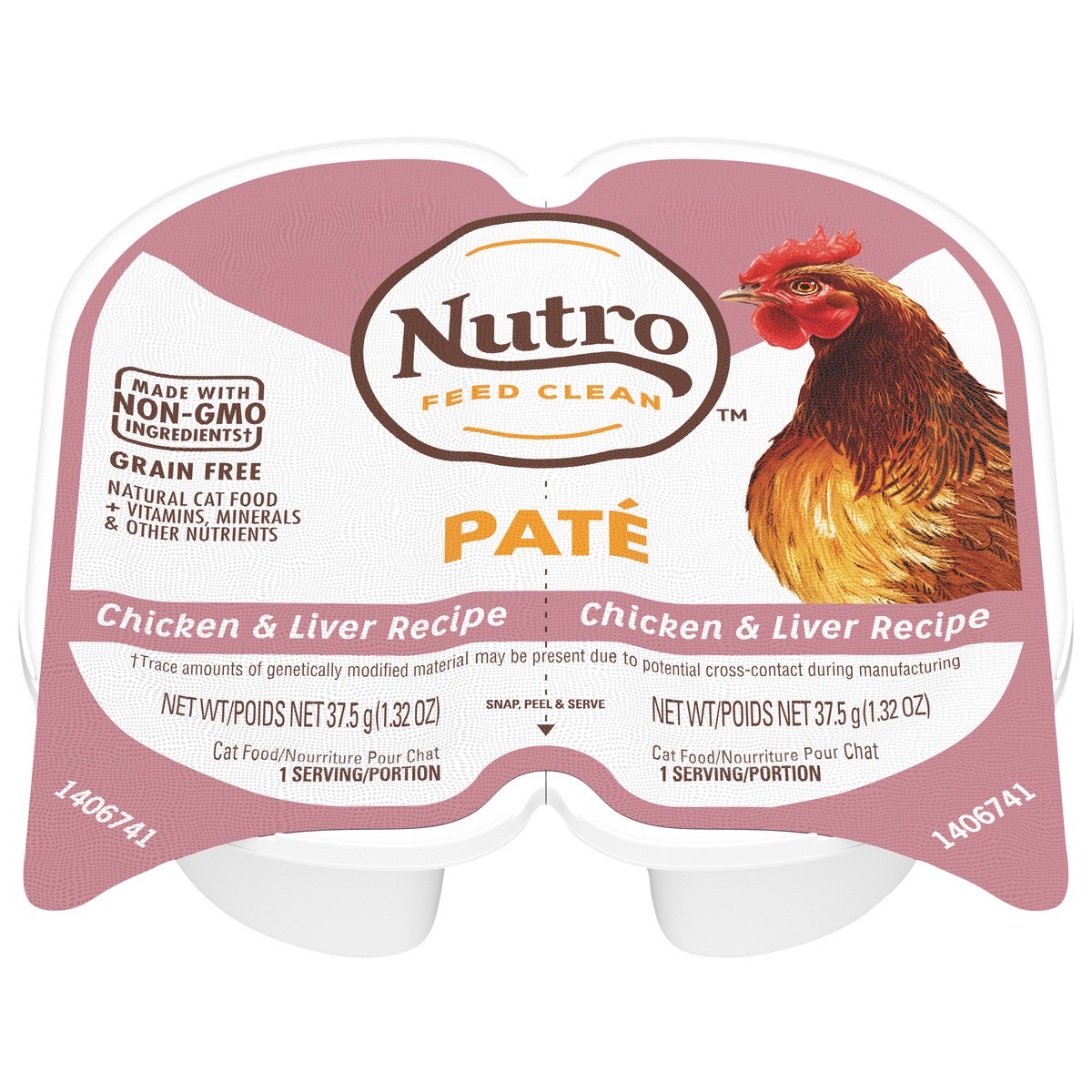 slide 1 of 5, NUTRO Grain Free Natural Wet Cat Food Pate Chicken and Liver Recipe PERFECT PORTIONS Twin-Pack Tray, 2.64 oz