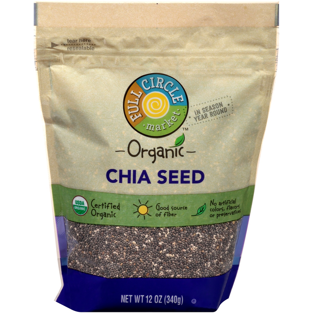 slide 1 of 6, Full Circle Market Organic Chia Seeds, 12 oz