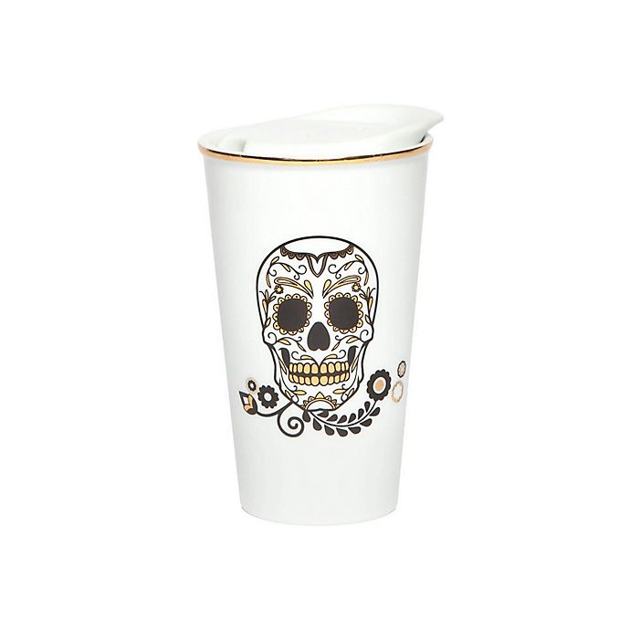 slide 1 of 1, Core Home Manna Day of the Dead Ceramic To-Go Mug, 1 ct