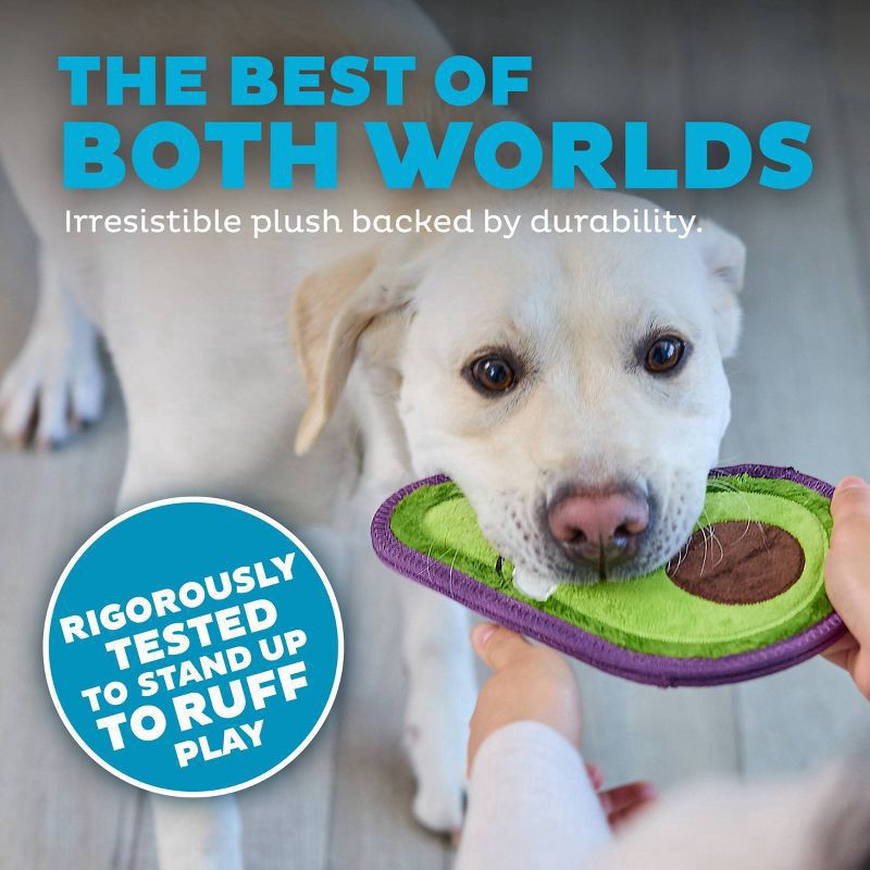 slide 4 of 7, Outward Hound Tough Skinz Avocado Dog Toy, MED