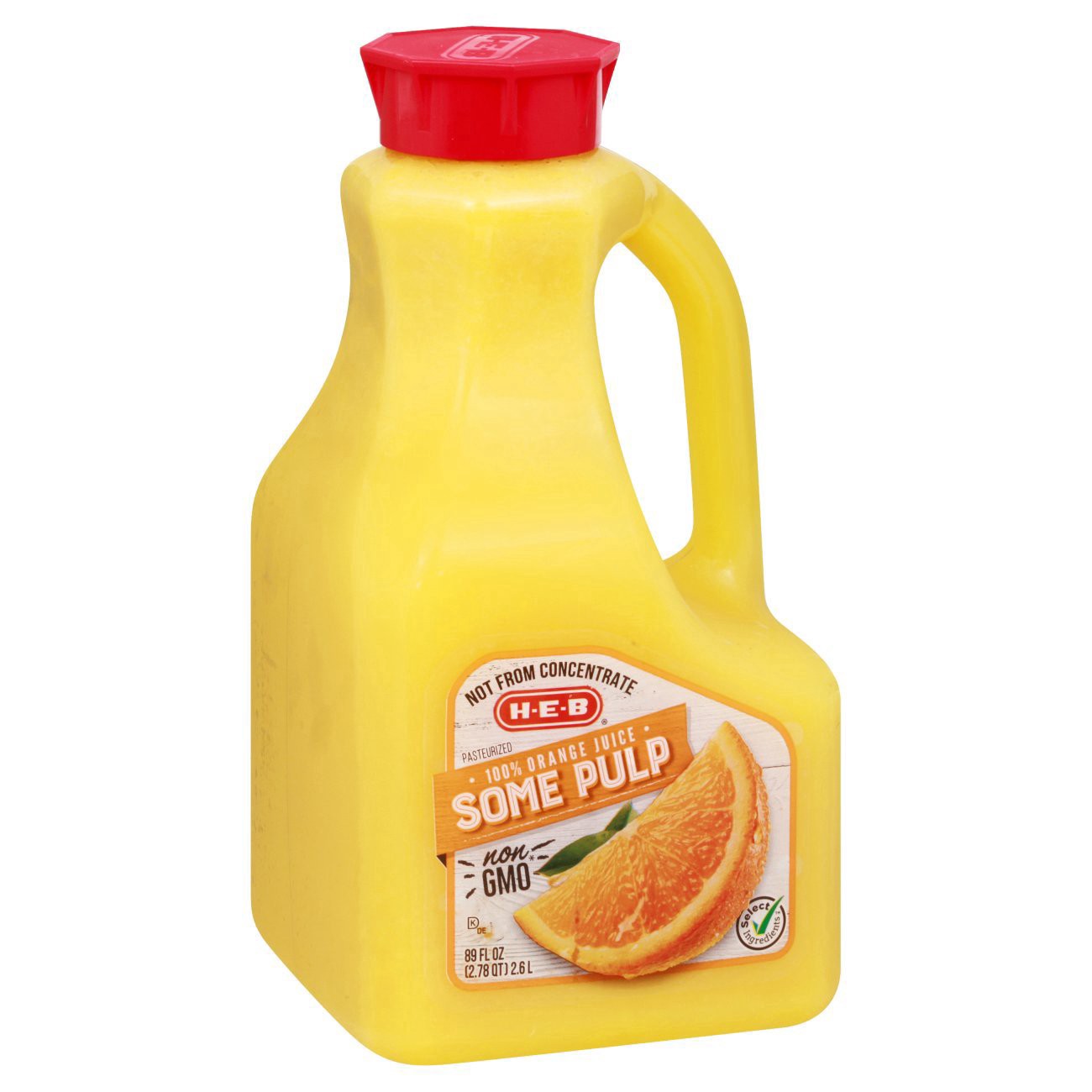 slide 1 of 1, H-E-B 100% Orange Juice - Some Pulp, 89 oz