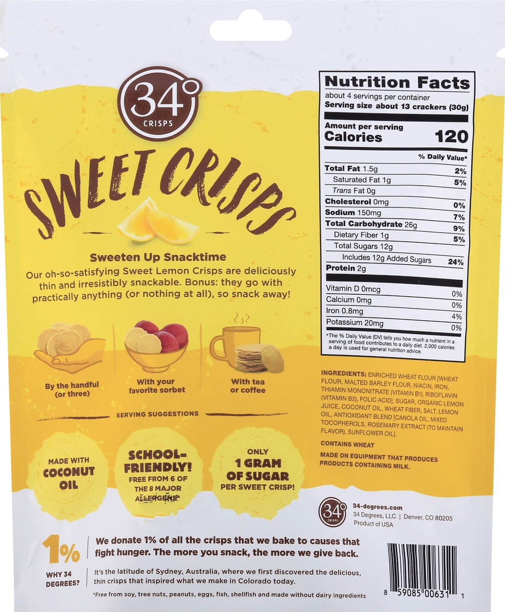 slide 5 of 9, 34 Degrees Sweet Crisps, Sweet Lemon, 4 oz