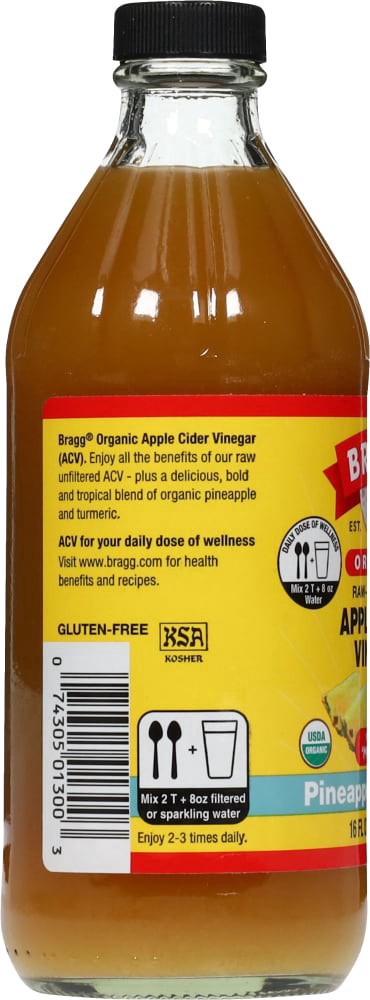 slide 2 of 4, Bragg® Pineapple Turmeric Blend Organic Raw Unfiltered Apple Cider Vinegar, 16 fl oz