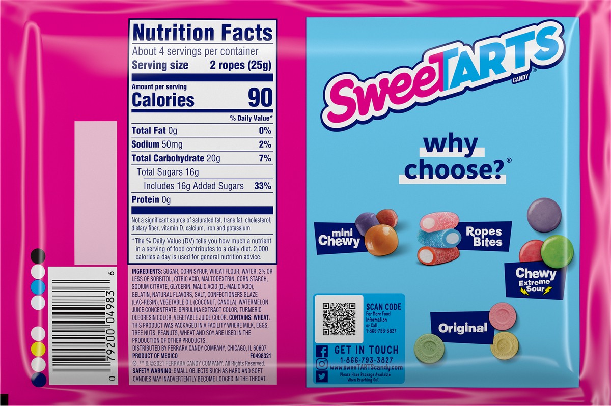 slide 2 of 9, SweeTARTS 04983 159462 Ropes Watermelon Berry Collision 3.5 oz, 3.5 oz