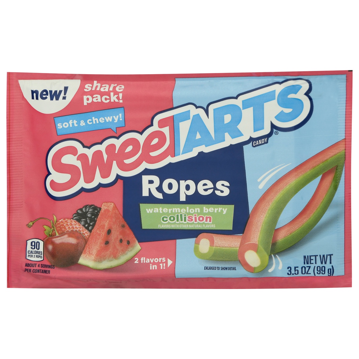 slide 1 of 1, SweeTARTS Ropes Watermelon Berry Collision Share Pack, 3.5 oz