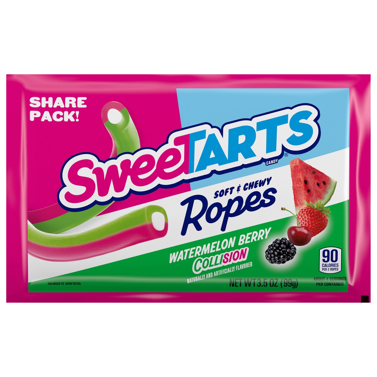 slide 1 of 9, SweeTARTS 04983 159462 Ropes Watermelon Berry Collision 3.5 oz, 3.5 oz