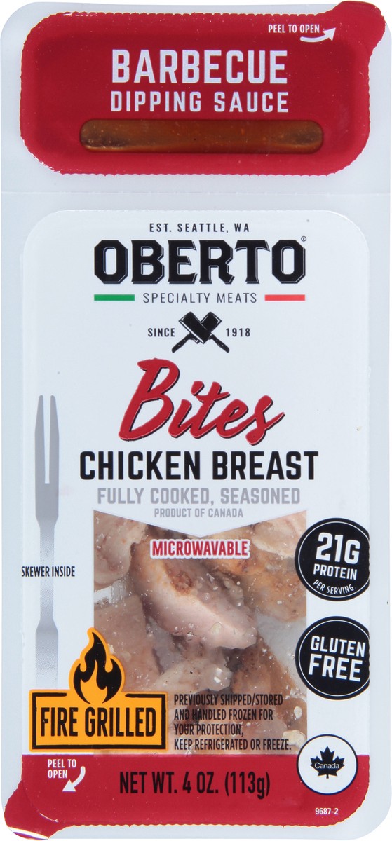 slide 9 of 9, Oberto Bites Barbecue Dipping Sauce Fire Grilled Chicken Breast 4 oz, 4 oz