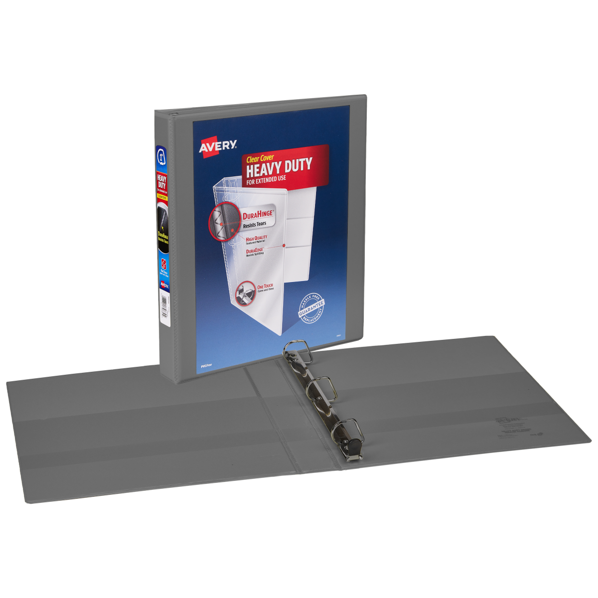 slide 1 of 1, Avery Heavy Duty View Binder 1in Grey, 1 ct