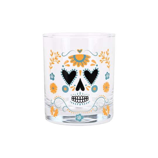 slide 1 of 3, 9oz. Day Of The Dead Sugar Skull Whiskey Glass By Ashland, 9 oz