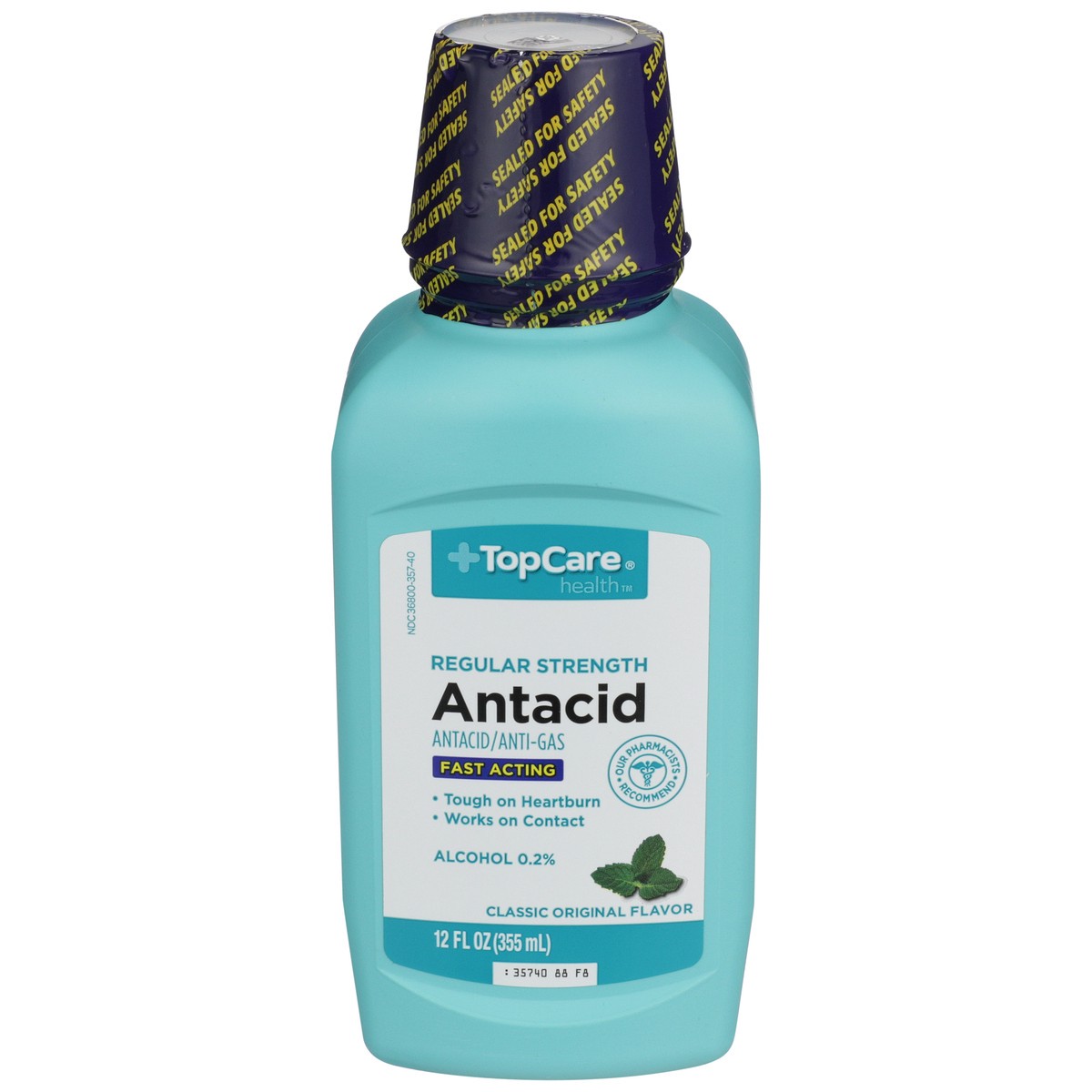 slide 1 of 11, TopCare Regular Strength Antacid/Anti-Gas Liquid, Classic Original, 12 fl oz