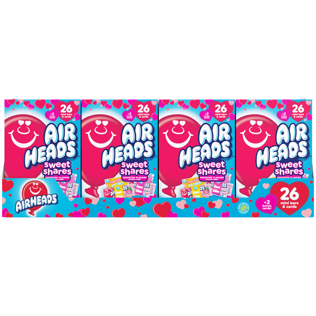 slide 1 of 1, Airheads, Valentine's Mini Bars Exchange Bag, 11 Oz, 26 Ct, 11 oz