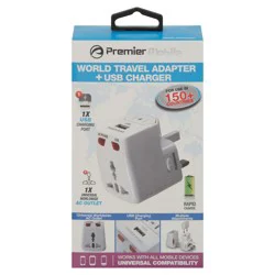 Premier Mobile World Travel Adapter + USB Charger 1 ea
