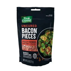 Fresh Gourmet Fully Cooked Uncured Bacon Pieces Bag