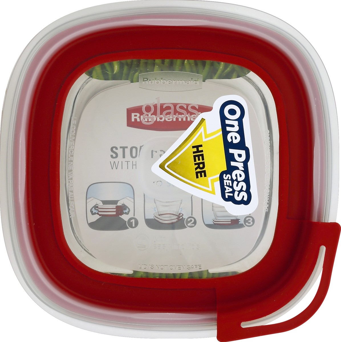 slide 2 of 4, Rubbermaid Glass Food Storage Container - Clear/Red, 2.5 cup