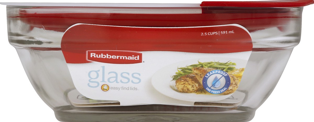 slide 4 of 4, Rubbermaid Glass Food Storage Container - Clear/Red, 2.5 cup