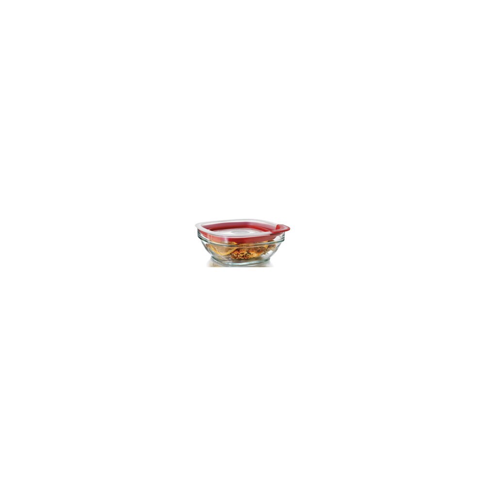 slide 1 of 4, Rubbermaid Glass Food Storage Container - Clear/Red, 2.5 cup