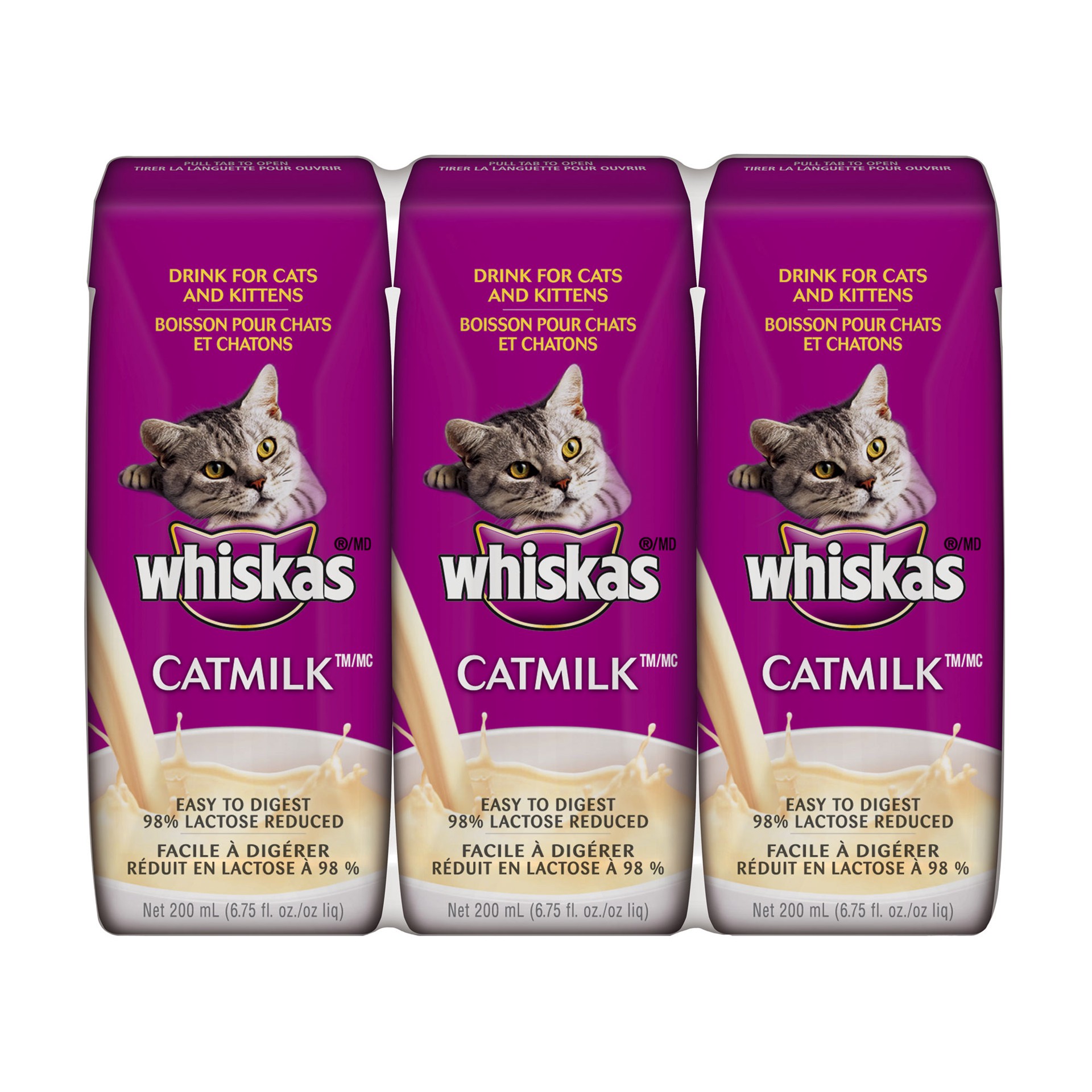 slide 1 of 13, WHISKAS CATMILK PLUS Drink for Cats and Kittens, 6.75 oz, 3 ct