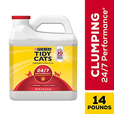 slide 1 of 1, Tidy Cats Cat Litter 24/7 Performance Scoop For Multiple Cats Jug, 14 lb