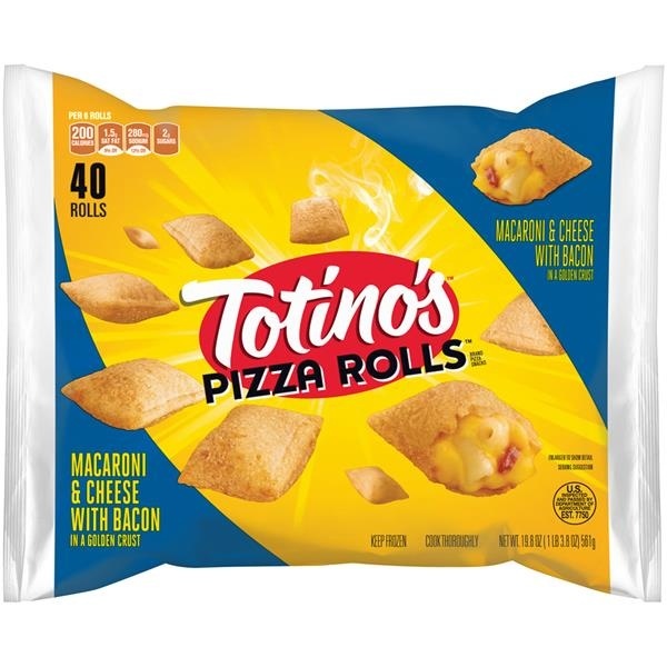 slide 1 of 1, Totino's Macaroni & Cheese with Bacon Pizza Rolls, 19.8 oz