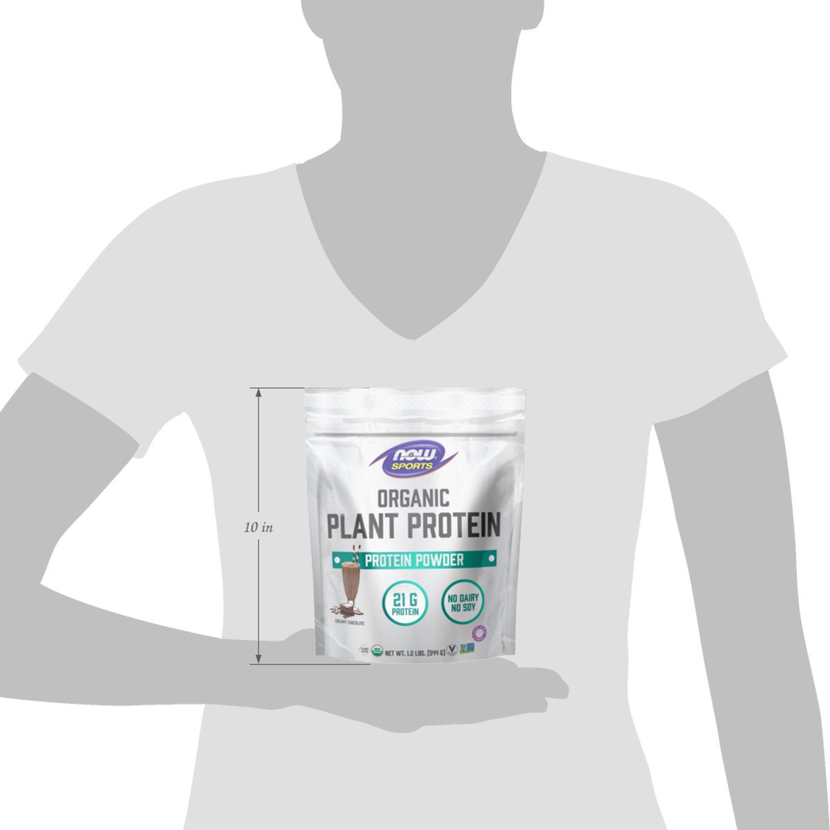 slide 5 of 9, Now Chocolate Plant Protein Powder, 1 lb