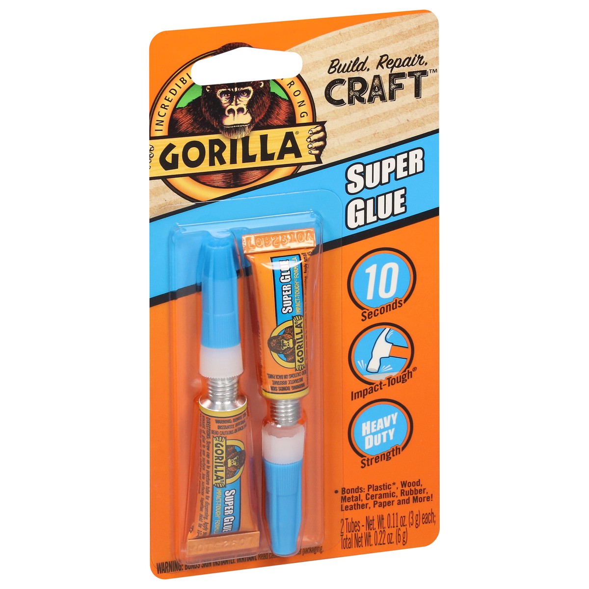 slide 4 of 11, Gorilla Super Glue 2 - 0.11 oz Tubes, 2 ct