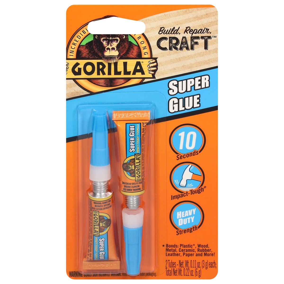 slide 1 of 11, Gorilla Super Glue 2 - 0.11 oz Tubes, 2 ct