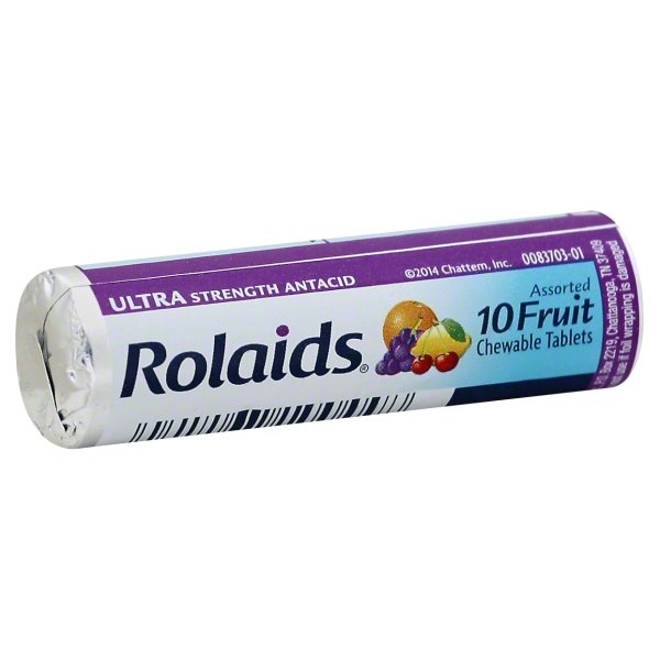 slide 1 of 1, Rolaids Ultra Strength Antacid Assorted Fruit Chewable Tablets, 10 ct