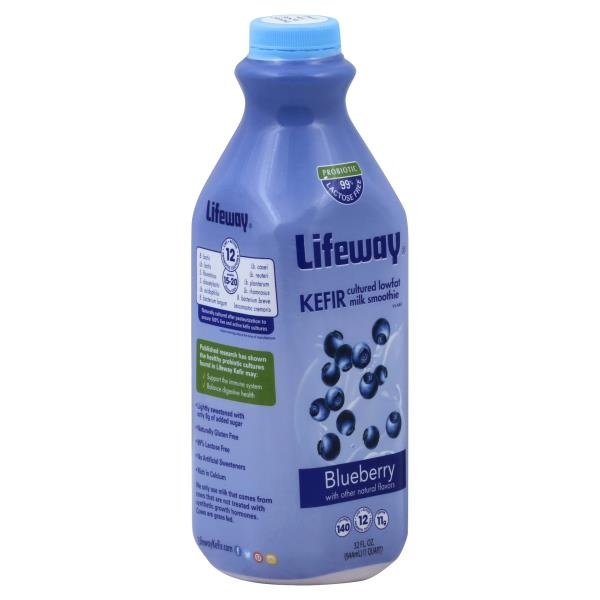 slide 1 of 1, Lifeway Kefir Blueberry Cultured Lowfat Milk Smoothie, 4 ct; 8 fl oz