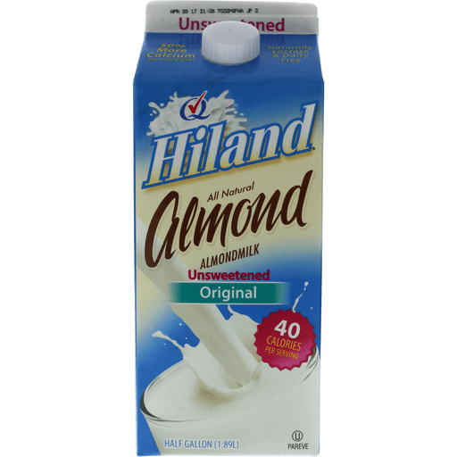 slide 1 of 1, Hiland Dairy Original Unsweetened Almond Milk, 1/2 gal