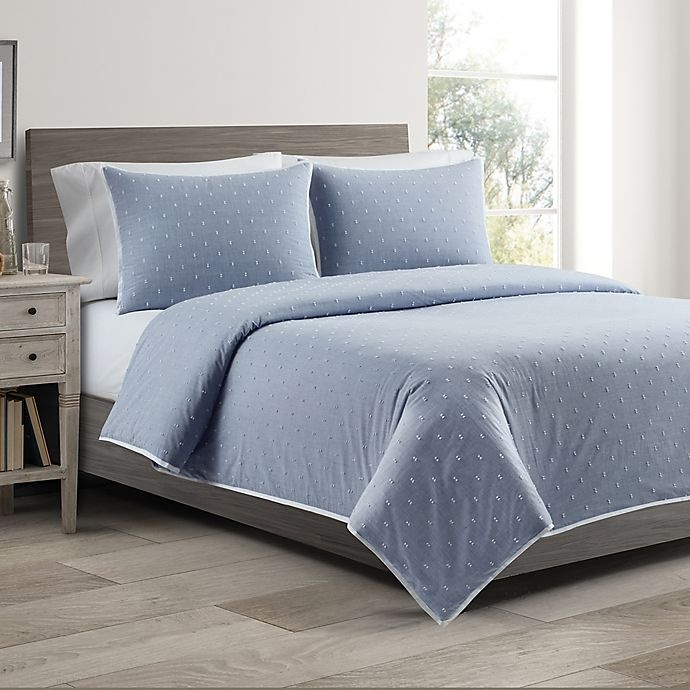 slide 3 of 4, Real Simple DUO Clipped Jacquard Butterfly Twin Coverlet/Duvet Cover Set - Blue, 1 ct