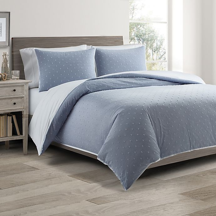slide 1 of 4, Real Simple DUO Clipped Jacquard Butterfly Twin Coverlet/Duvet Cover Set - Blue, 1 ct