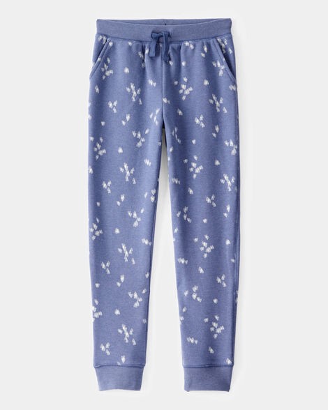 slide 1 of 3, Oshkosh Girls Floral Fleece Drawstring Joggers - Blue Blue 10, 1 ct