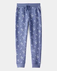 Oshkosh Girls Floral Fleece Drawstring Joggers - Blue Blue 10