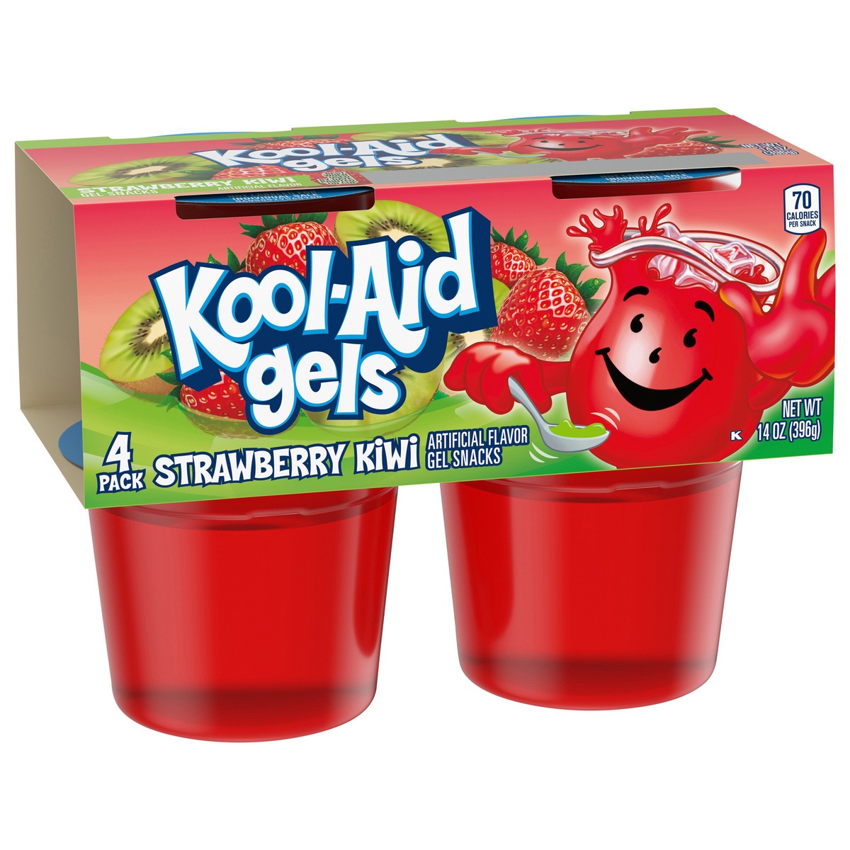 slide 8 of 9, Kool-Aid Gels Strawberry Kiwi Jell-O Ready-to-Eat Gelatin Snacks, 4 ct Cups, 4 ct