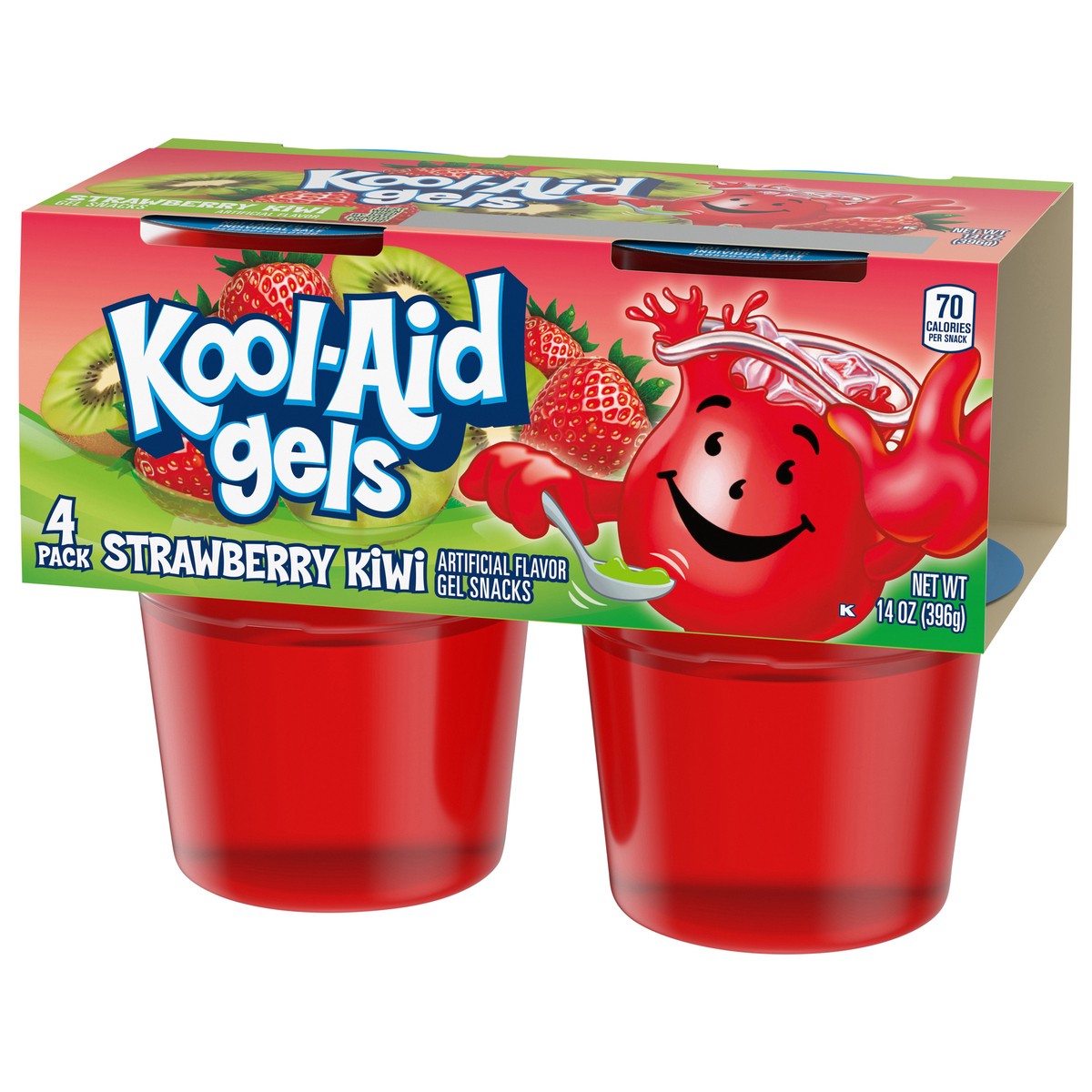 slide 7 of 9, Kool-Aid Gels Strawberry Kiwi Jell-O Ready-to-Eat Gelatin Snacks, 4 ct Cups, 4 ct