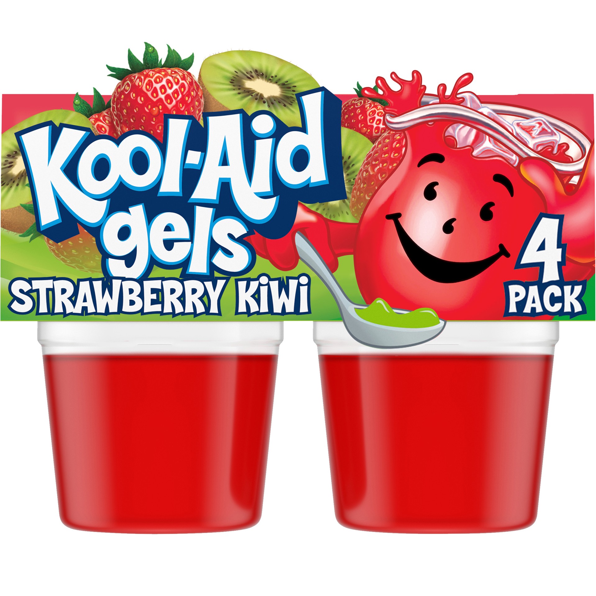 slide 1 of 9, Kool-Aid Gels Strawberry Kiwi Jell-O Ready-to-Eat Gelatin Snacks, 4 ct Cups, 4 ct