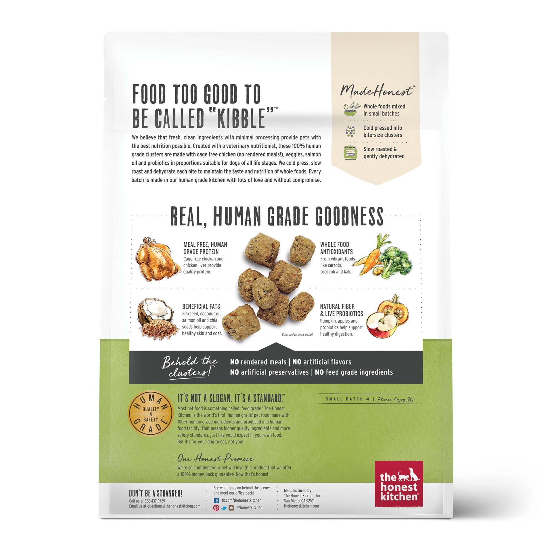 slide 7 of 8, The Honest Kitchen Whole Food Clusters Whole Food Clusters Grain Free Chicken Dry Dog Food, 1 lb Trial Pouch, 1 lb