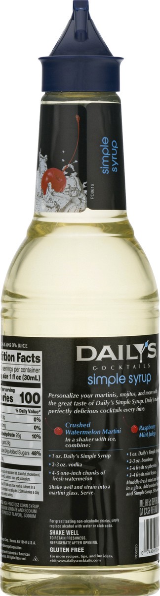 slide 7 of 10, Daily's Cocktails Simple Syrup 33.8 oz, 33.80 oz