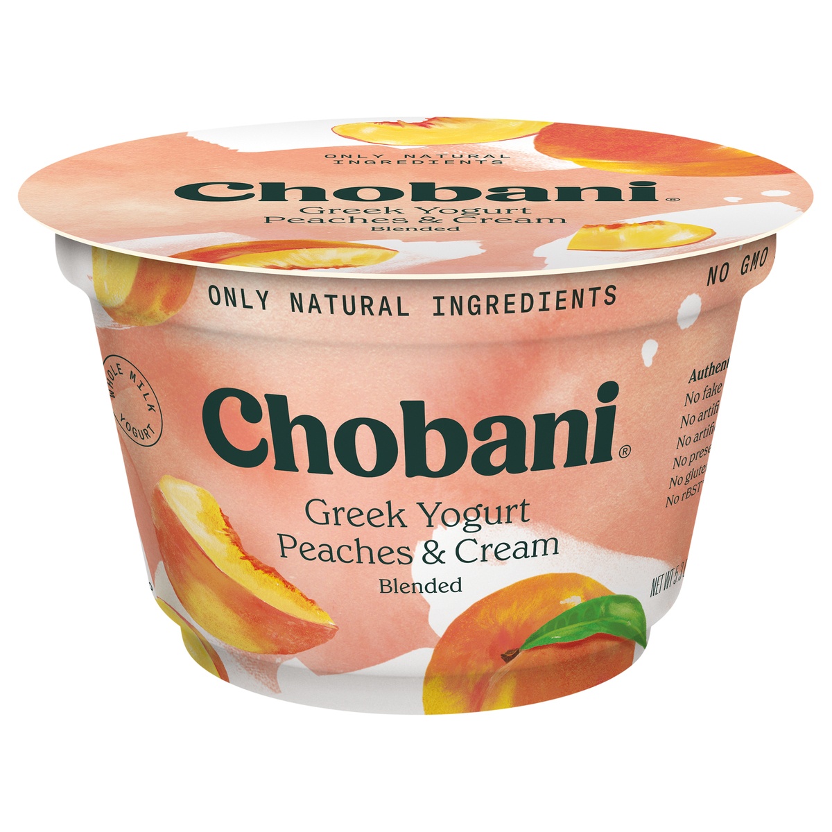 slide 1 of 1, Chobani Peaches & Cream Blended Greek Yogurt, 5.3 oz