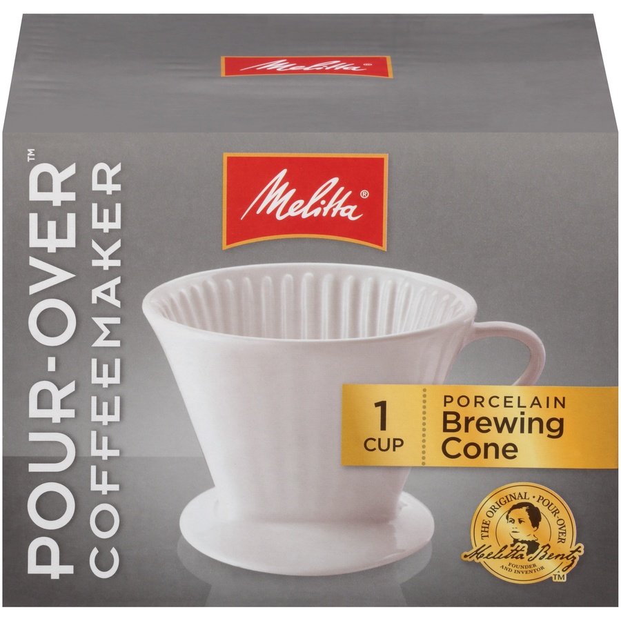 slide 1 of 6, Melitta 1 Cup Porcelain Pour-Over Brewing Cone - 1 cup, 1 ct